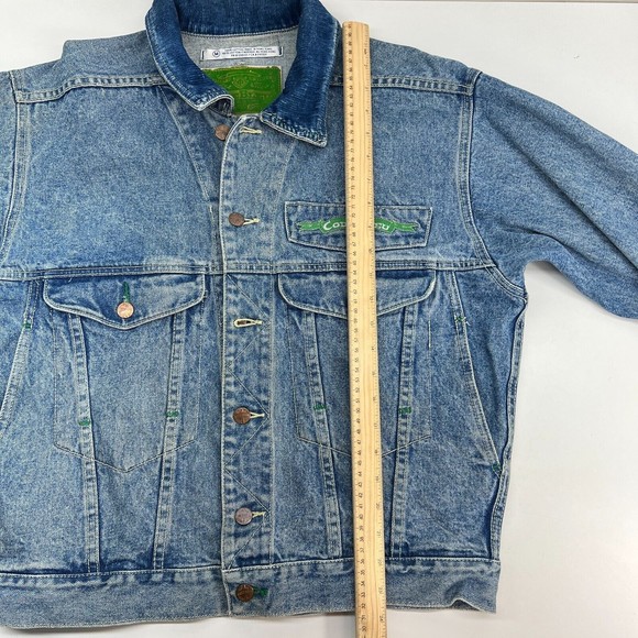 Vintage 80 90's Distressed ACID WASH Blue Jean Jacket Streetwear Coat Size M - Picture 7 of 9